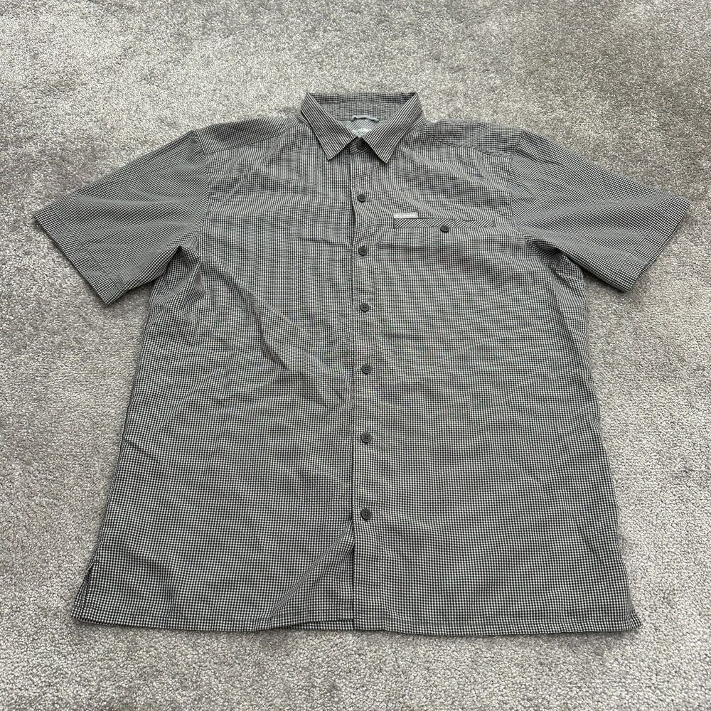 Columbia Shirt Mens Black White Check Short Sleeve Button Down Casual Outdoor